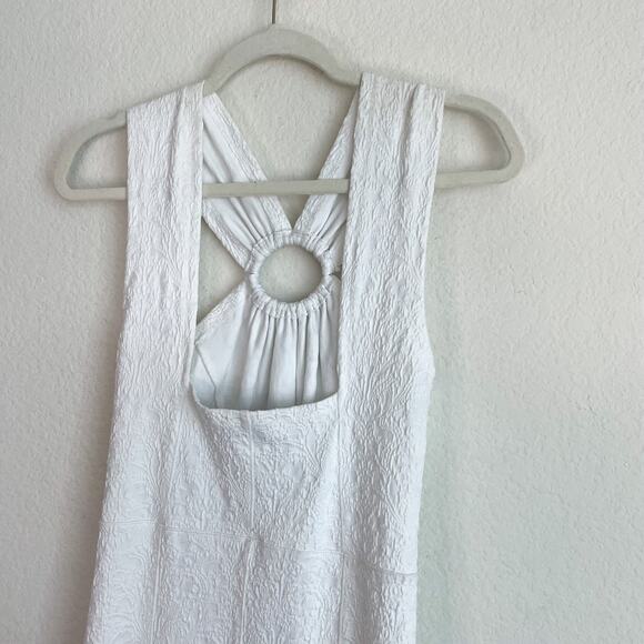 Opening Ceremony Textured White O-Ring Ruffle Hem Midi Dress - Picture 12 of 16